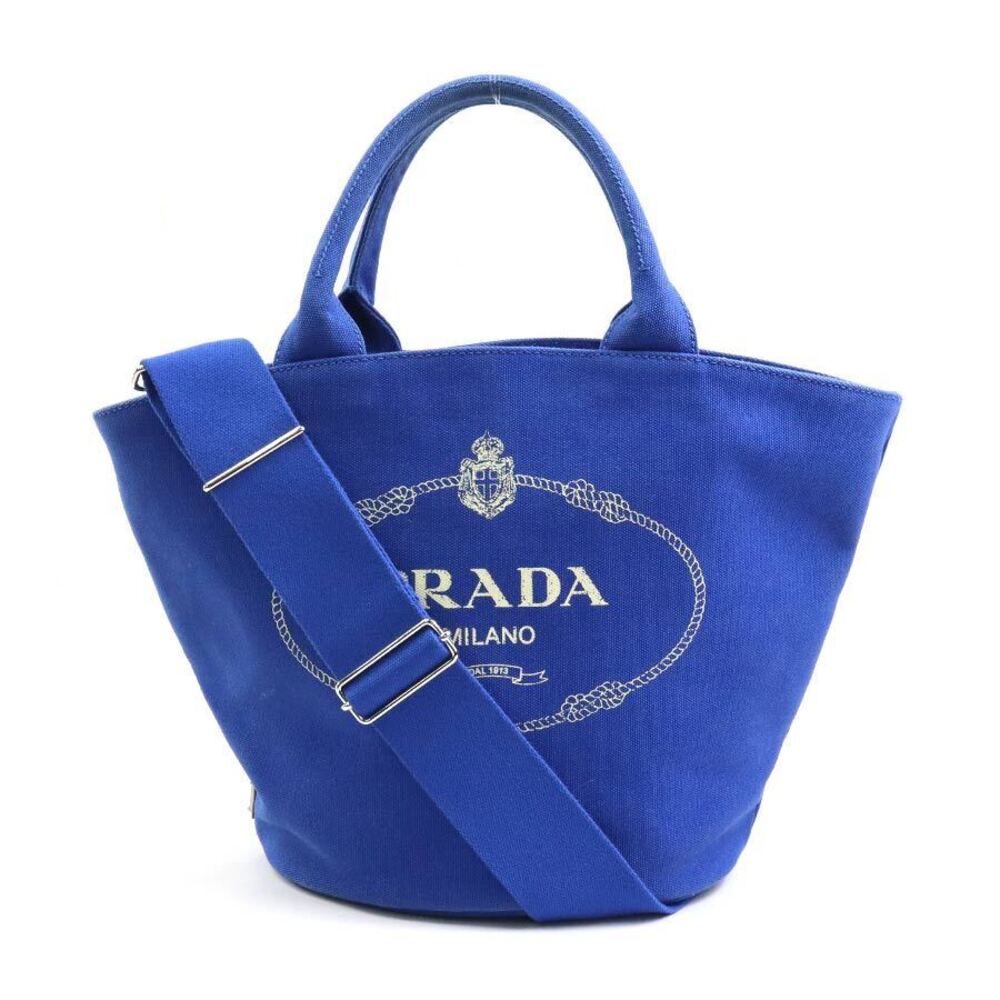Prada 2way Shoulder Bag Canvas Blue